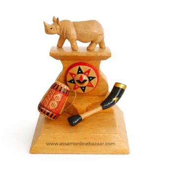 Wooden Rhino Showpiece 10 Inches