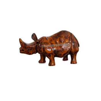dark brown wooden rhino showpiece