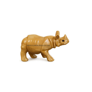 natural wood decor rhino showpiece