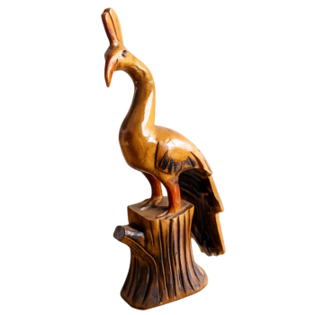 handcrafted wooden peacock statue